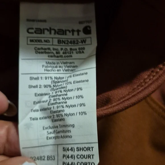 Carhartt  Force Midweight Utility Leggings Sz.SP 4-6 Short Color Sable NWT - Picture 6 of 7